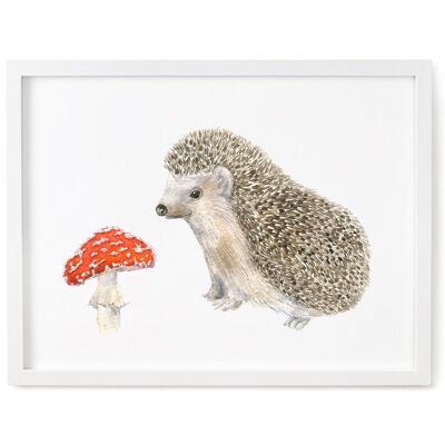 Hedgehog & Toadstool Print - 8 x 10 Inches [Add £3.00]