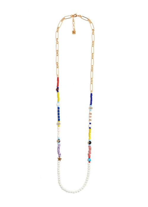 SARA LONG NECKLACE WITH WHITE BEADS