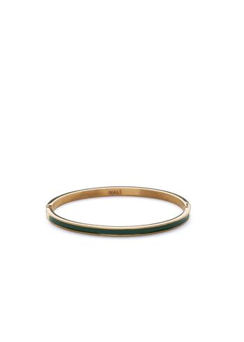 TACHE BRACELET VERT ROY. ACIER. PLAQUÉ OR 14K