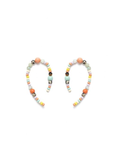 ROMY OVAL EARRINGS WITH WHITE AND COLORED BEADS