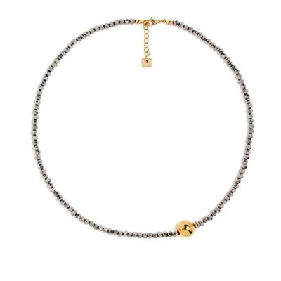 NECKLACE W/ BEADS STAIN. STEEL. 18K GOLD PLATED