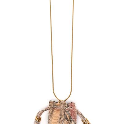 COLLIER NATALY AVEC MICRO SAC EN PYTHON MARRON