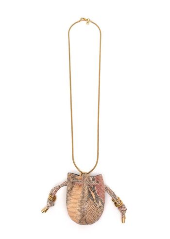 COLLIER NATALY AVEC MICRO SAC EN PYTHON MARRON