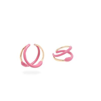 NADIA EARCUFF EARRINGS PINK ENAMELLED