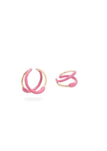 BOUCLES D'OREILLES NADIA EARCUFF ROSE ÉMAILLÉ 1