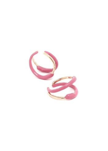 BOUCLES D'OREILLES NADIA EARCUFF ROSE ÉMAILLÉ 2