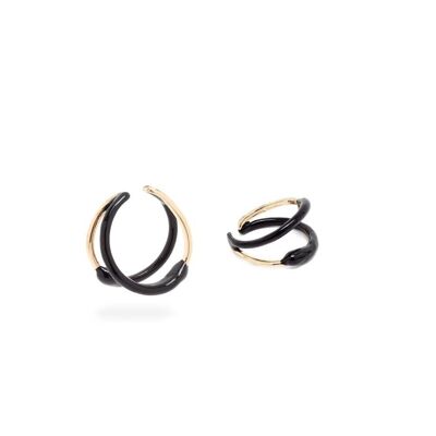 BOUCLES D'OREILLES NADIA EARCUFF NOIR ÉMAILLÉ