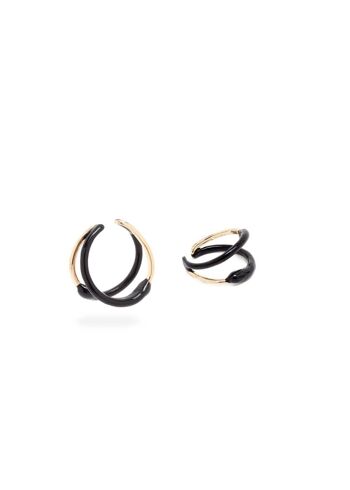 BOUCLES D'OREILLES NADIA EARCUFF NOIR ÉMAILLÉ 1