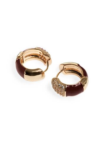 BOUCLES D'OREILLES CRÉOLES ÉMAILLÉES ROUGE MONA AVEC ZIRCONS 2