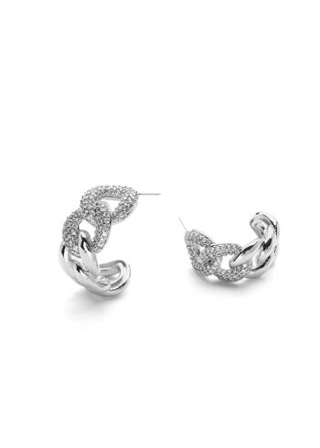 BOUCLES D'OREILLES CRÉOLES ARGENT CHAÎNE MIMI & ZIRCONS 1