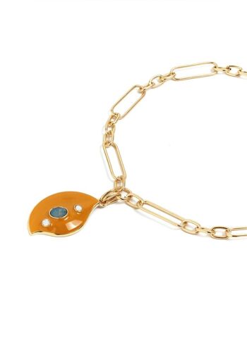 COLLIER RAS DU COU MARTI AVEC PENDENTIF ET PIERRES JAUNES 2