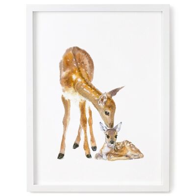 Impresión de ciervo y cervatillo - 20 x 25 cm [Añadir £ 3,00]