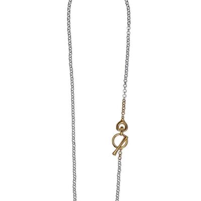 LONG SILVER CHAIN NECKLACE 18K GOLD PLATED