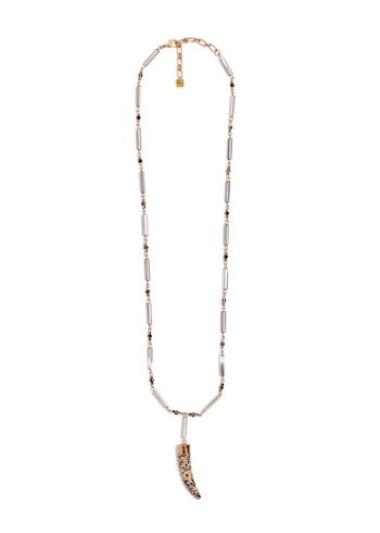 COLLIER LONG AVEC CORNE NOIRE ET GRIS 1