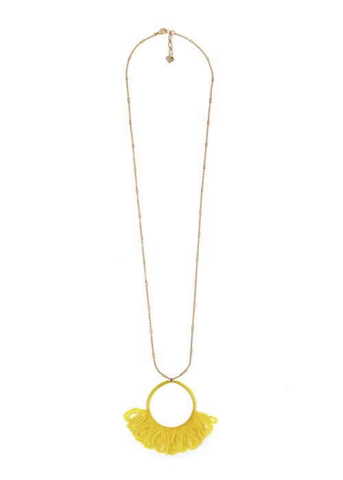 LONG GOLD NECKLACE WITH YELLOW CRYSTALS PENDANT