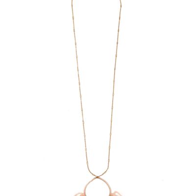 LONG GOLD NECKLACE WITH PEACH CRYSTALS PENDANT