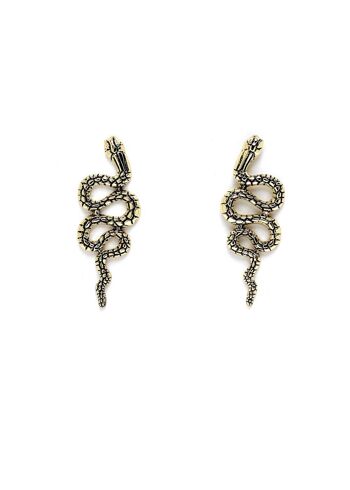 BOUCLES D'OREILLES LONGUES EN OR ANTIQUE EN FORME DE SERPENT 1