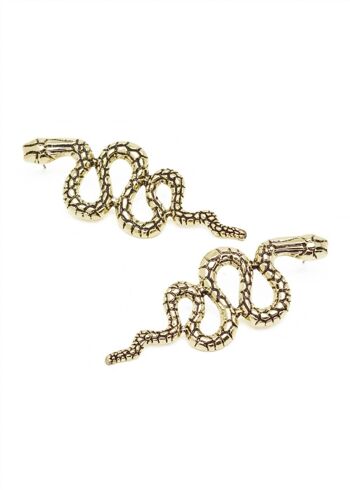 BOUCLES D'OREILLES LONGUES EN OR ANTIQUE EN FORME DE SERPENT 2