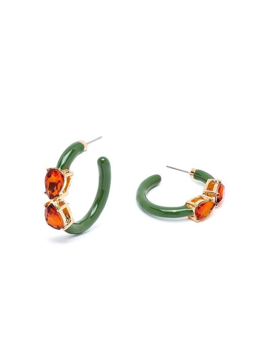 KIA GREEN ENAMELLED HOOP EARRINGS