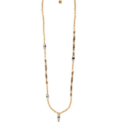 COLLIER LONG MARRON IURI AVEC PENDENTIF