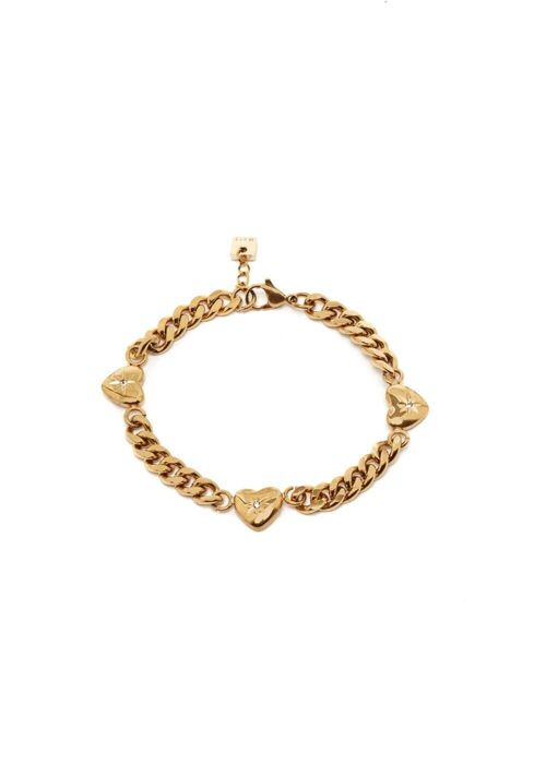 HEARTS BRACELET STAIN. STEEL. 18K GOLD PLATED