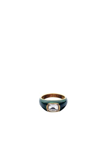 BAGUE ÉMAILLÉE VERTE AVEC ZIRCON PLAQUÉ OR 18K 1