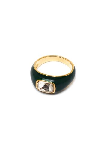 BAGUE ÉMAILLÉE VERTE AVEC ZIRCON PLAQUÉ OR 18K 2