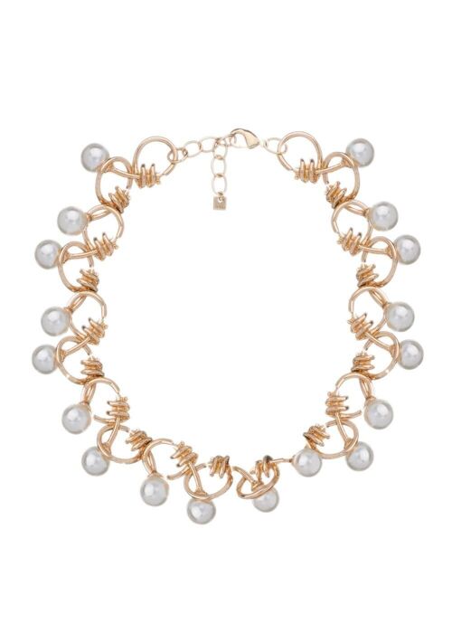 GOLD NECKLACE W/ PEARLS KNOT DETAIL