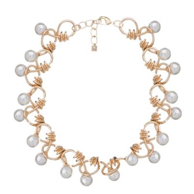 GOLD NECKLACE W/ PEARLS KNOT DETAIL
