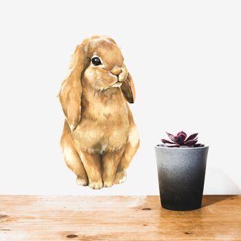 Sticker mural lapin marron