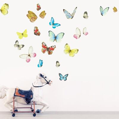 Decalcomanie da muro con farfalle ad acquerello - piccole