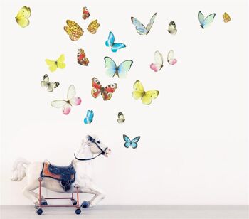 Stickers muraux papillons aquarelles - petit 1