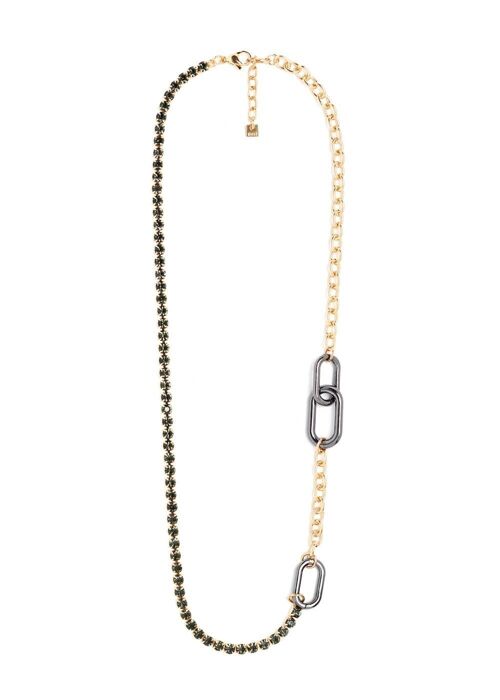 GIOIA LONG NECKLACE W/ GRAY CRYSTALS & RINGS