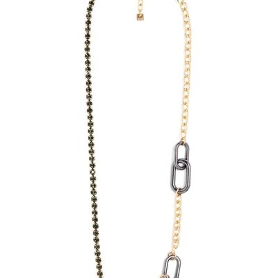 GIOIA LONG NECKLACE W/ GRAY CRYSTALS & RINGS