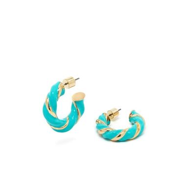 EARRINGS YARA SMALL TORCHON TURQUOISE AND GOLD