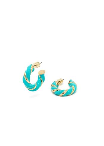 BOUCLES D'OREILLES YARA PETIT TORCHON TURQUOISE ET OR 1