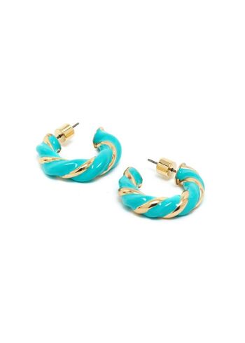 BOUCLES D'OREILLES YARA PETIT TORCHON TURQUOISE ET OR 2