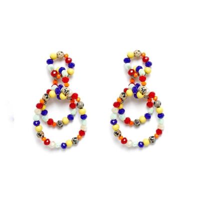 EARRINGS WITH DOUBLE HOOP OF COLORED BEADS