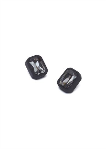 BOUCLES D'OREILLES CARRÉES NOIRES DORI AVEC CRISTAL 2