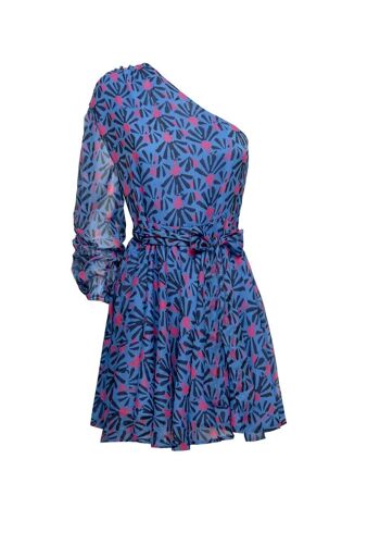 ROBE À UNE ÉPAULE DELFINA VIOLET ET FUCHSIA II