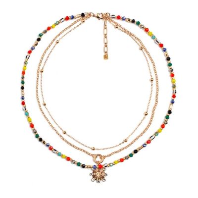 COLLIER RAS DU COU AVEC PERLES ET PENDENTIF