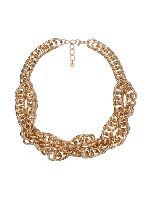 CREW-NECK NECKLACE W/ GOLD BRAIDED CHAIN