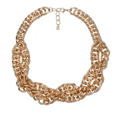 CREW-NECK NECKLACE W/ GOLD BRAIDED CHAIN
