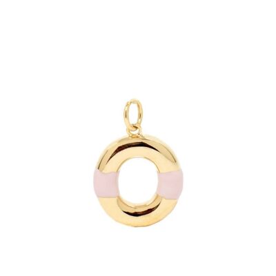 DIJE LETRA O ESMALTE ROSA CHAPADO ORO 14KT