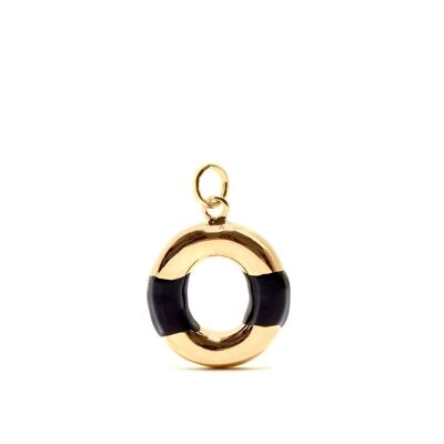 CHARM LETTER OR BLACK ENAMEL 14KT GOLD PLATED