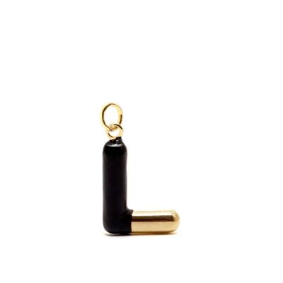 CHARM LETTER L BLACK ENAMEL 14KT GOLD PLATED