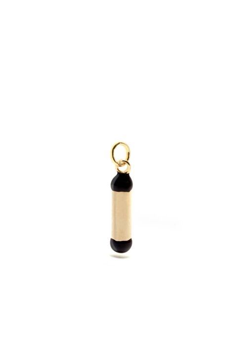 CHARM LETTER I BLACK ENAMEL 14KT GOLD PLATED