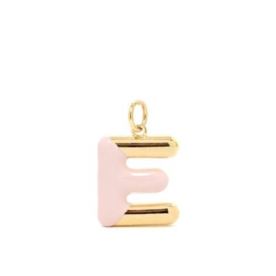 CHARM LETTRE ET ÉMAIL ROSE PLAQUÉ OR 14KT