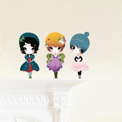 Adesivi murali bambole, 3 bambole