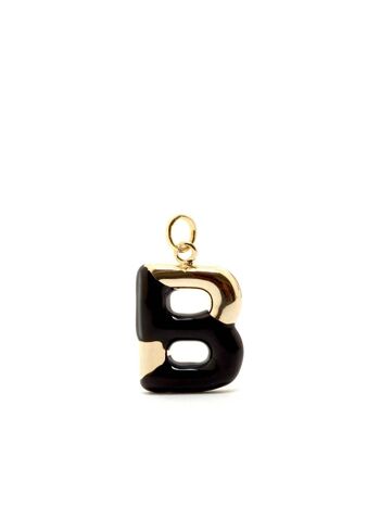 CHARM LETTRE B ÉMAIL NOIR PLAQUÉ OR 14KT 1